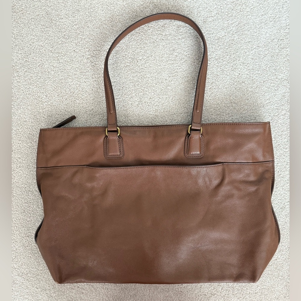 Fossil Rich Brown Leather Tote - Picture 4 of 5